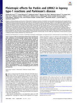 Pleiotropic Effects for Parkin and LRRK2 in Leprosy Type-1 Reactions and Parkinson’S Disease