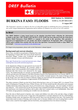 BURKINA FASO: FLOODS 31 August 2007