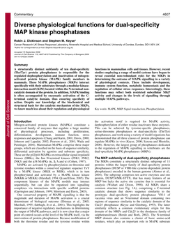 Diverse Physiological Functions for Dual-Specificity MAP Kinase