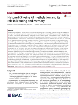 Histone H3 Lysine K4 Methylation and Its Role in Learning and Memory Bridget E