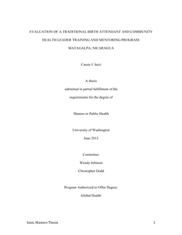 Iutzi, Masters Thesis 1 EVALUATION of A