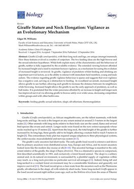 Giraffe Stature and Neck Elongation: Vigilance As an Evolutionary Mechanism