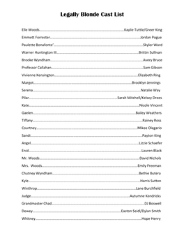 Legally Blonde Cast List