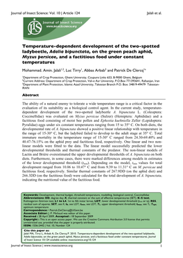 Temperature-Dependent Development of the Two-Spotted Ladybeetle