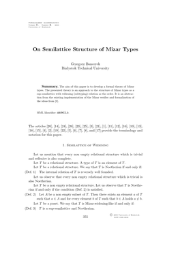 On Semilattice Structure of Mizar Types