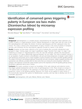 Identification of Conserved Genes Triggering Puberty in European Sea