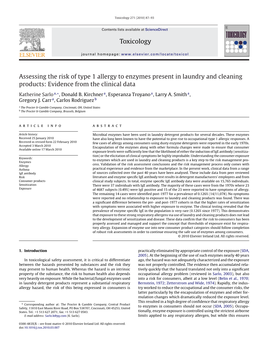 Assessing the Risk of Type 1 Allergy to Enzymes Present in Laundry and Cleaning Products: Evidence from the Clinical Data