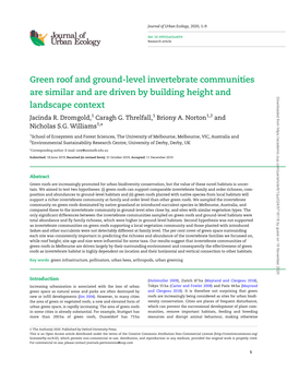 Green Roof and Ground-Level Invertebrate Communities