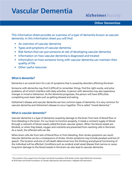 Vascular Dementia Vascular Dementia