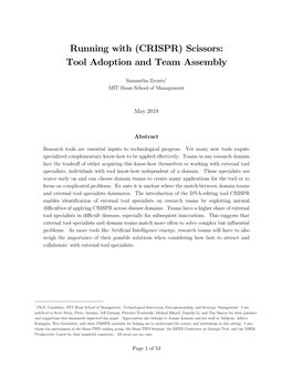 Running with (CRISPR) Scissors: Tool Adoption and Team Assembly