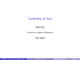 Cardinality of Sets