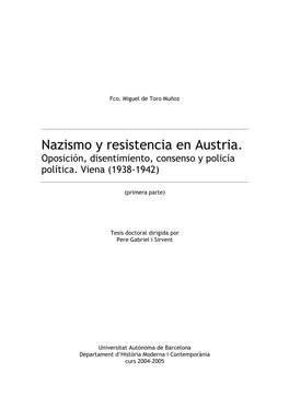 Nazismo Y Resistencia En Austria