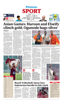 Asian Games: Haroun and Elseify Clinch Gold; Ogunode Bags Silver ARMSTRONG VAS Hamad Al Thani