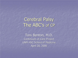 Cerebral Palsy the ABC's of CP