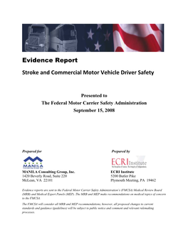Evidence Report Stroke and Commercial Motor Vehicle Driver Safety