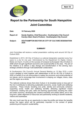 Southampton UK City of Culture Bid Joint Committee 10 February