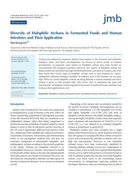 Diversity of Halophilic Archaea in Fermented Foods and Human Intestines and Their Application Han-Seung Lee1,2*