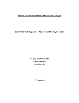 Impact of Laos's Accession to the World Trade Organization