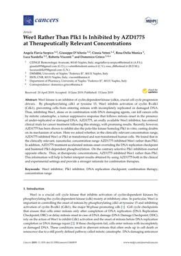 Wee1 Rather Than Plk1 Is Inhibited by AZD1775 at Therapeutically Relevant Concentrations