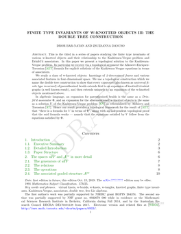 Finite Type Invariants of W-Knotted Objects Iii: the Double Tree Construction