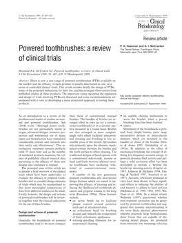 Powered Toothbrushes: a Review of Clinical Trials