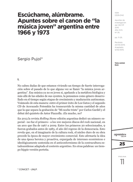 Escúchame, Alúmbrame. Apuntes Sobre El Canon De “La Música Joven”