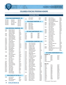 2019-20 Columbia Fencing Record Book.Indd