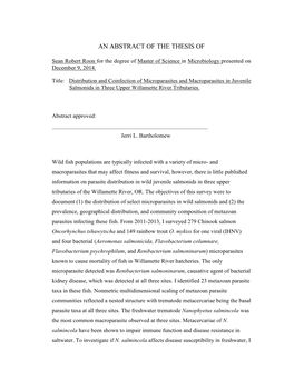 Distribution and Coinfection of Microparasites and Macroparasites in Juvenile Salmonids in Three Upper Willamette River Tributaries