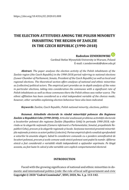 The Election Attitudes Among the Polish Minority Inhabiting the Region of Zaolzie in the Czech Republic (1990-2018)