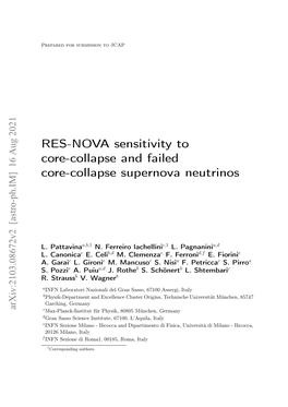 RES-NOVA Sensitivity to Core-Collapse and Failed Core-Collapse Supernova Neutrinos