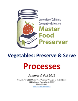 Vegetables: Preserve & Serve