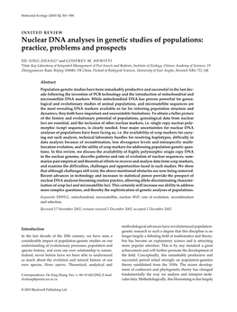 Nuclear DNA Analyses in Genetic Studies of Populations: Practice, Problems and Prospects