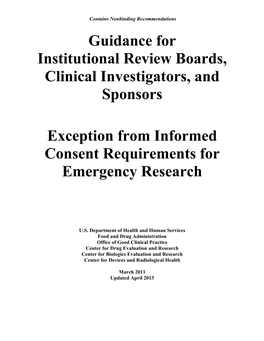 Exception from Informed Consent Requirements for Emergency Research