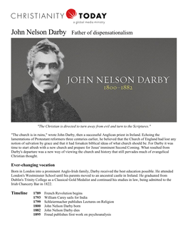 John Nelson Darby Father of Dispensationalism