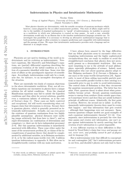 Indeterminism in Physics and Intuitionistic Mathematics