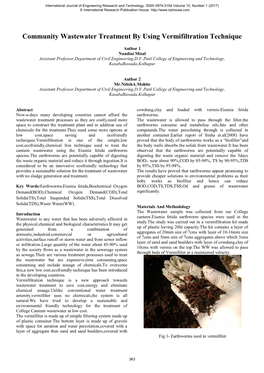 Community Wastewater Treatment by Using Vermifiltration Technique