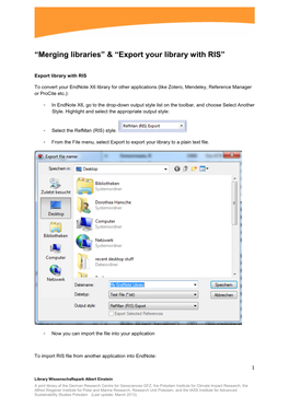 “Merging Libraries” & “Export Your Library with RIS”