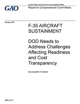 GAO-18-75, Accessible Version, F-35 Aircraft Sustainment