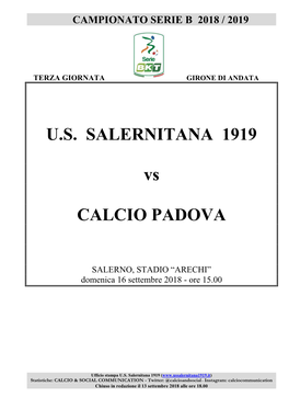 U.S. SALERNITANA 1919 Vs CALCIO PADOVA