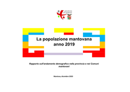La Popolazione Mantovana Anno 2019