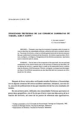 Fitocenosis Fruticosas De Las Comarcas Zamoranas De Tabara, Alba Y Aliste