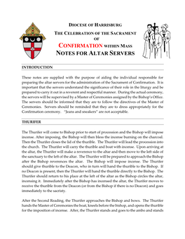 Confirmation Within Mass Notes for Altar Servers