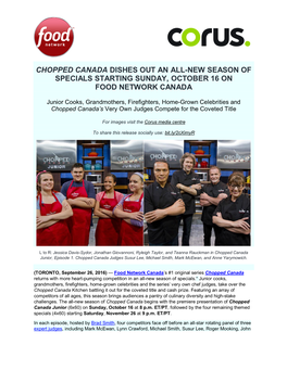 Chopped Canada Dishes out an All-New Season of Specials Starting Sunday, October 16 on Food Network Canada