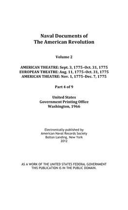 Naval Documents of the American Revolution