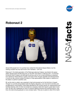 Robonaut 2 Fact Sheet