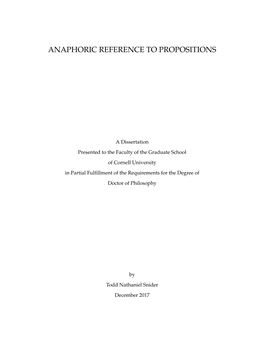 Anaphoric Reference to Propositions