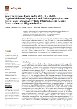 Catalytic Systems Based on Cp2zrx2 (X = Cl, H), Organoaluminum