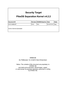 Security Target Pikeos Separation Kernel V4.2.2