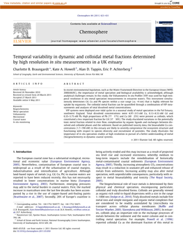 Temporal Variability in Dynamic and Colloidal Metal Fractions Determined by High Resolution in Situ Measurements in a UK Estuary ⇑ Charlotte B