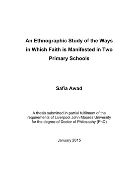 An Ethnographic Study of the Ways in Which Faith Is Manifested in Two Primary Schools